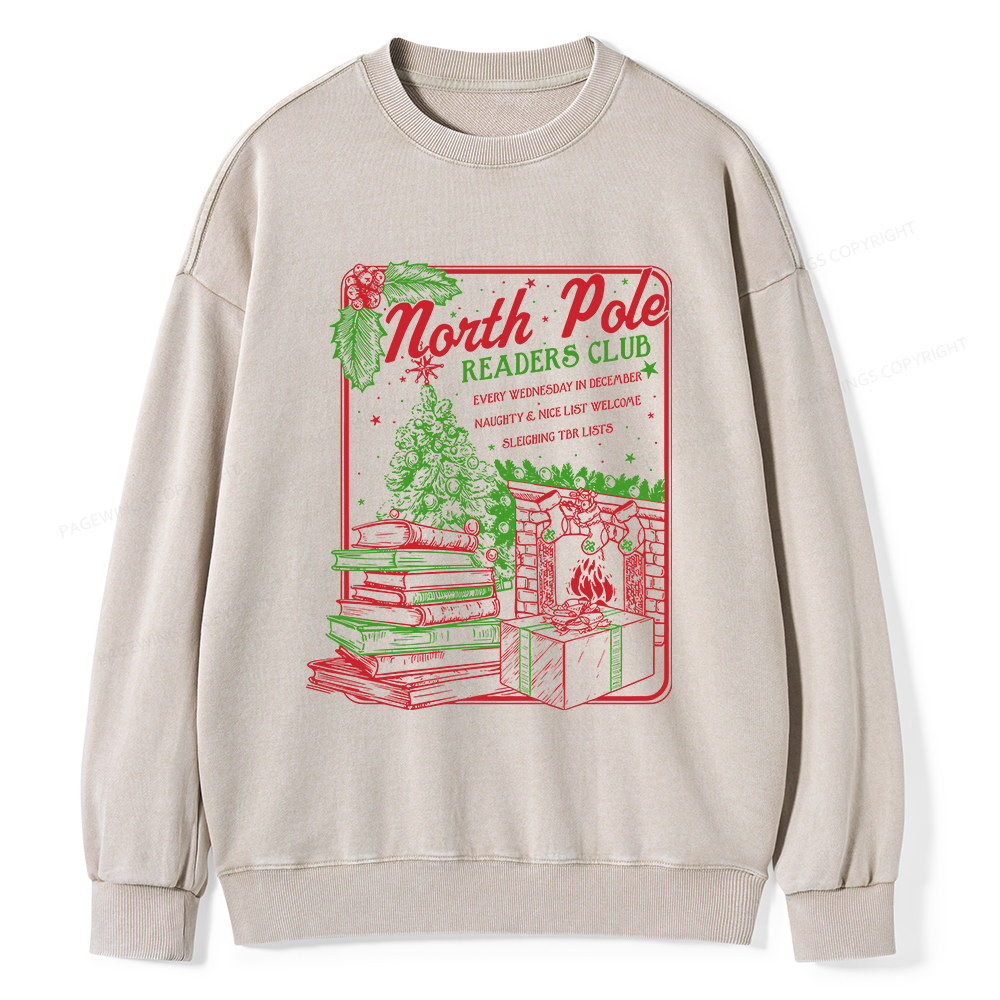 Pagewings Bookish Christmas Unisex Washed Sweatshirt