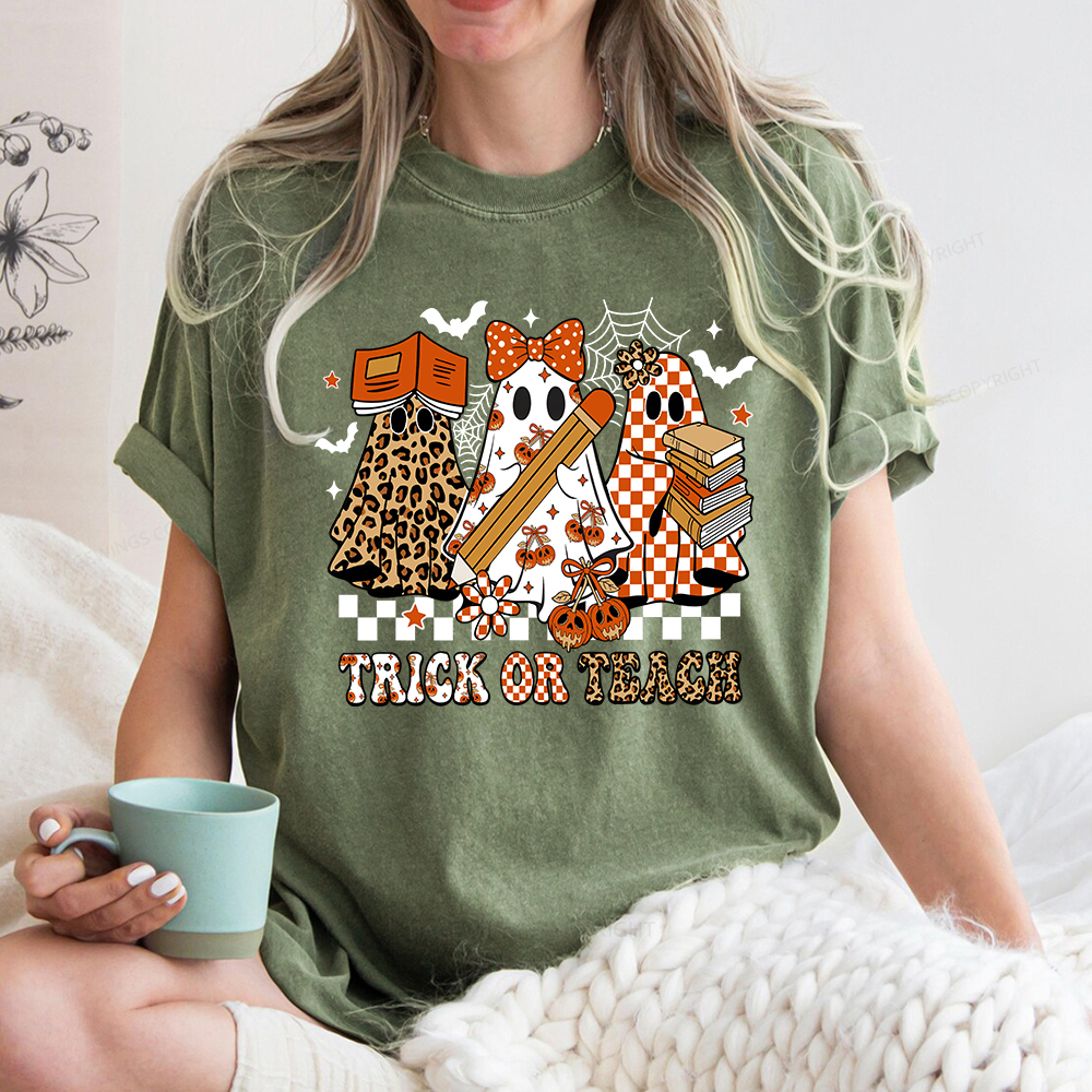 Pagewings Trick or Teach Unisex Washed T-shirt