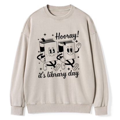 Pagewings School Librarian Shirt, Library Shirt Unisex Washed Sweatshirt