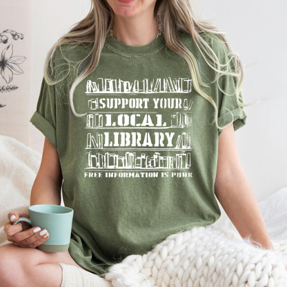 Pagewings Support Your Local Library Unisex Washed T-shirt