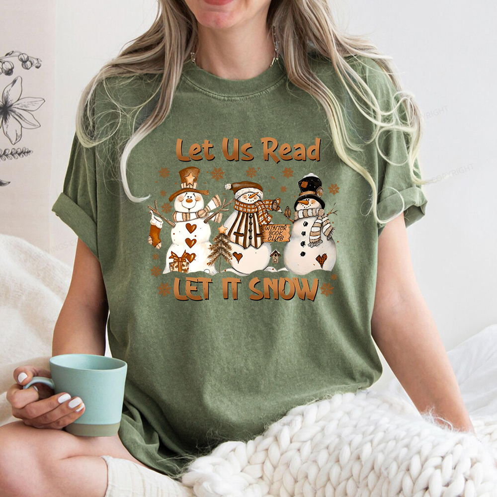 Pagewings Let It Snow Let Us Read Unisex Washed T-shirt