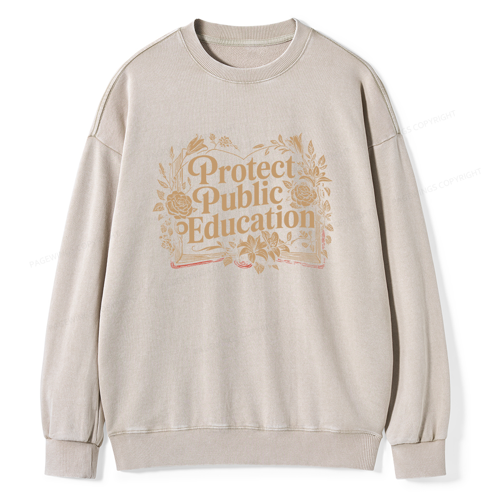 Pagewings Protect Public Education Unisex Washed Sweatshirt
