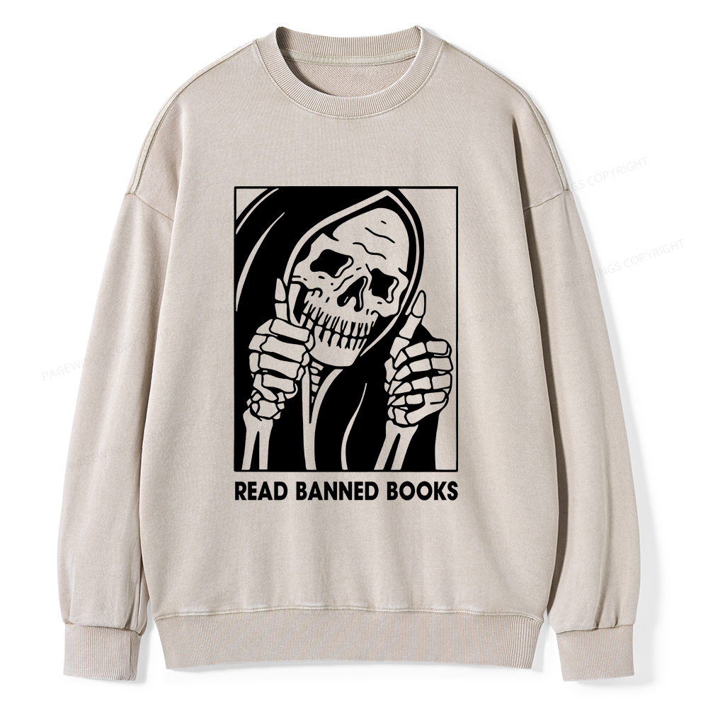 Pagewings Read Banned Books Unisex Washed Sweatshirt