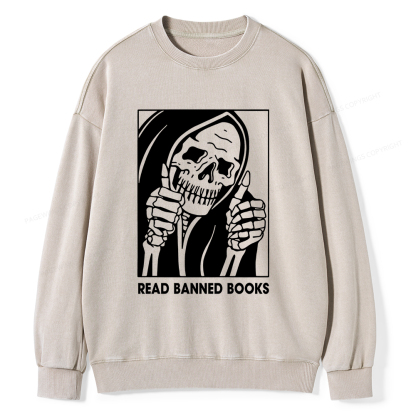 Pagewings Read Banned Books Unisex Washed Sweatshirt