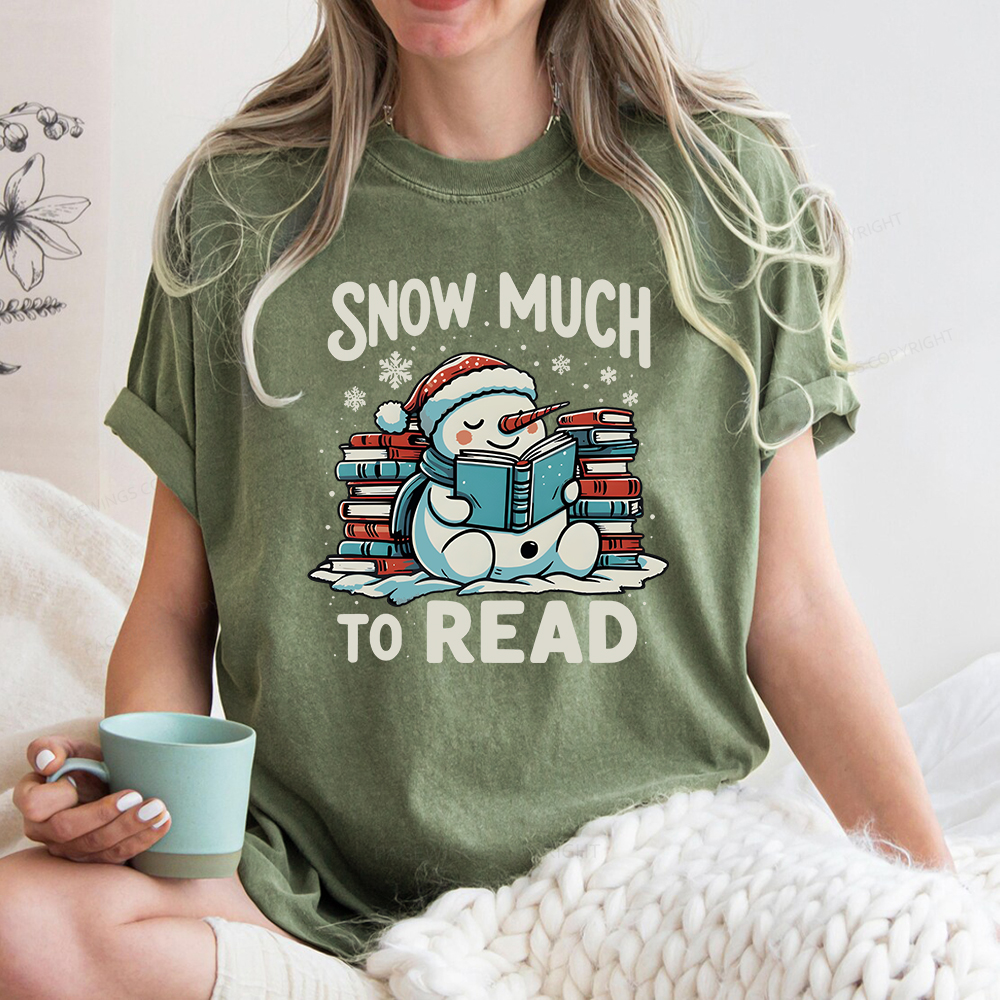 Pagewings Snow Much To Read Unisex Washed T-shirt