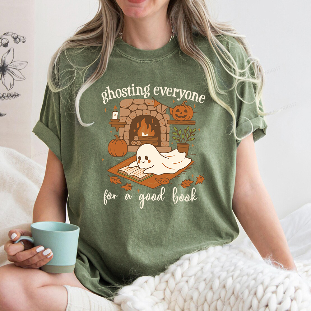 Pagewings Ghosting Everyone For A Good Book Unisex Washed T-shirt