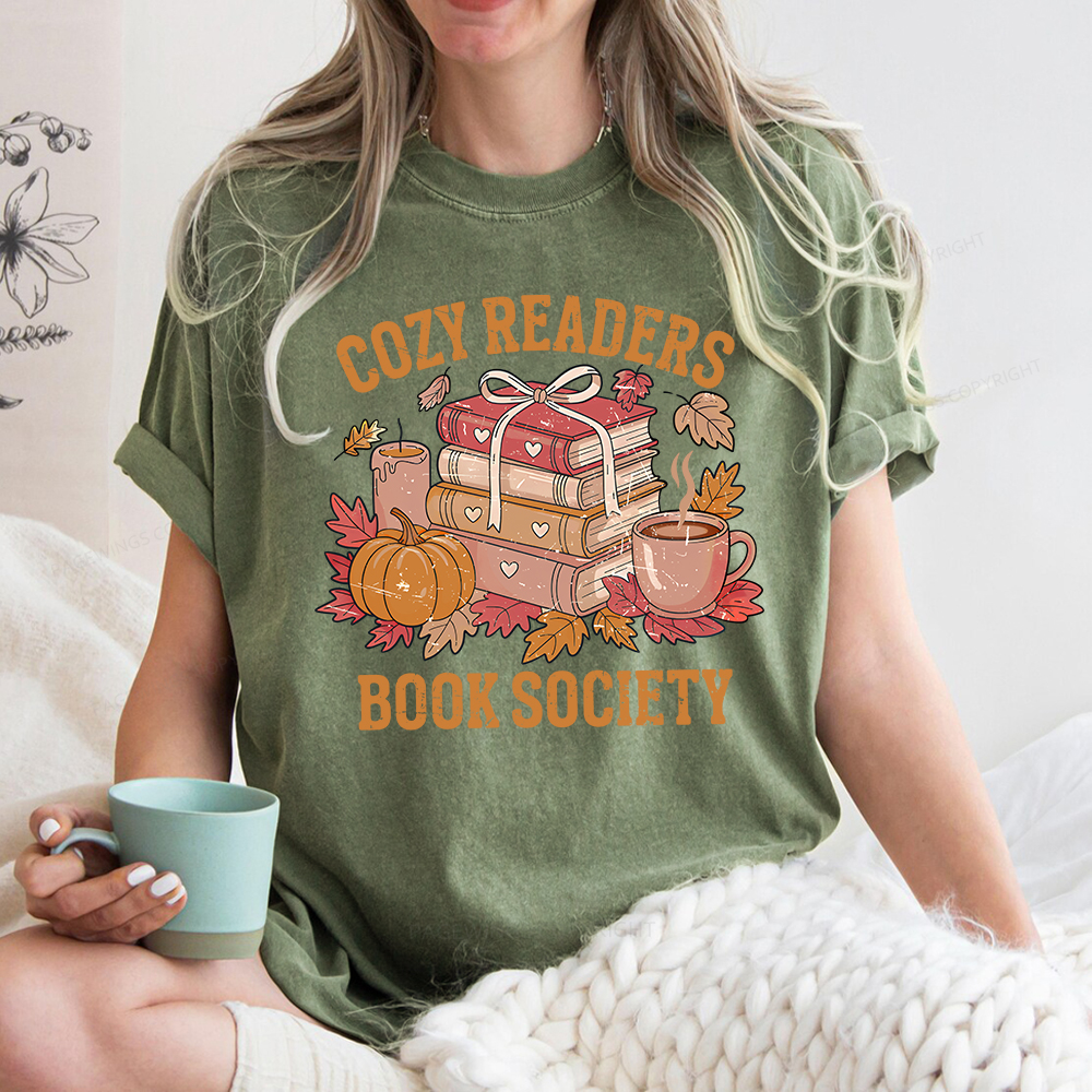 Pagewings Cozy Readers Book Society Unisex Washed T-shirt
