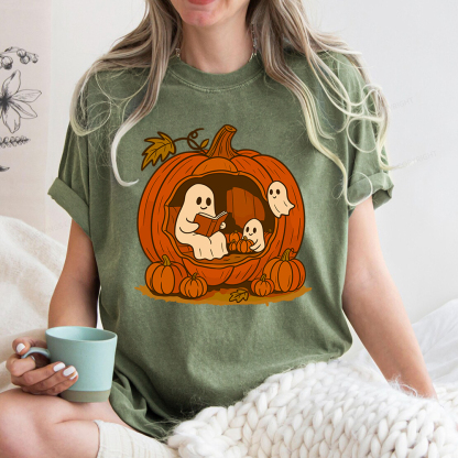 Pagewings Pumpkin Reading Nook Unisex Washed T-shirt