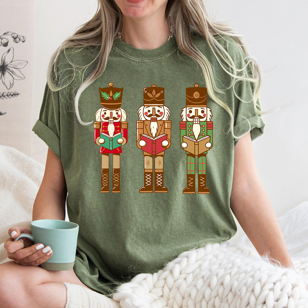 Pagewings Christmas Nutcracker Reading Books Unisex Washed T-shirt