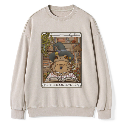 Pagewings Book Lover Frog Tarot Card Comfort Colors TShirt Unisex Washed Sweatshirt