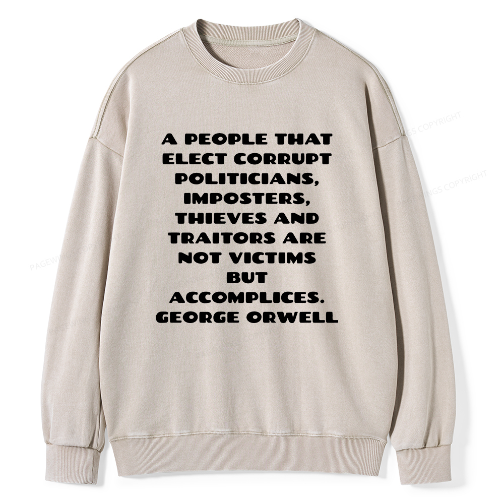 Pagewings A People That Elect Corrupt Politicians Unisex Washed Sweatshirt