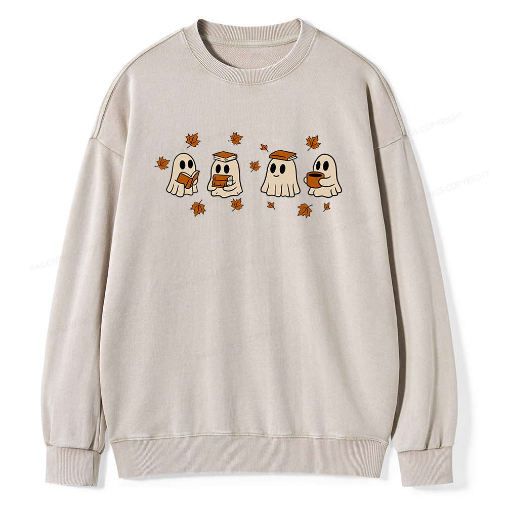 Pagewings Reading Ghost Unisex Washed Sweatshirt
