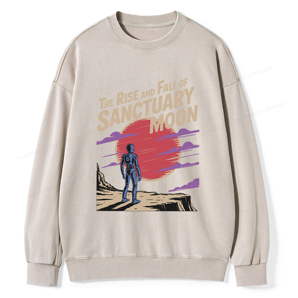 Pagewings The Rise And Fall Of Sanctuary Moon Unisex Washed Sweatshirt