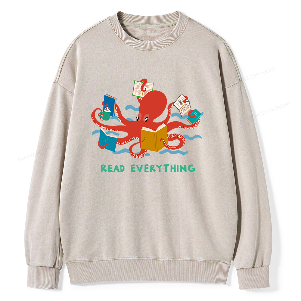 Pagewings Read Everything Unisex Washed Sweatshirt