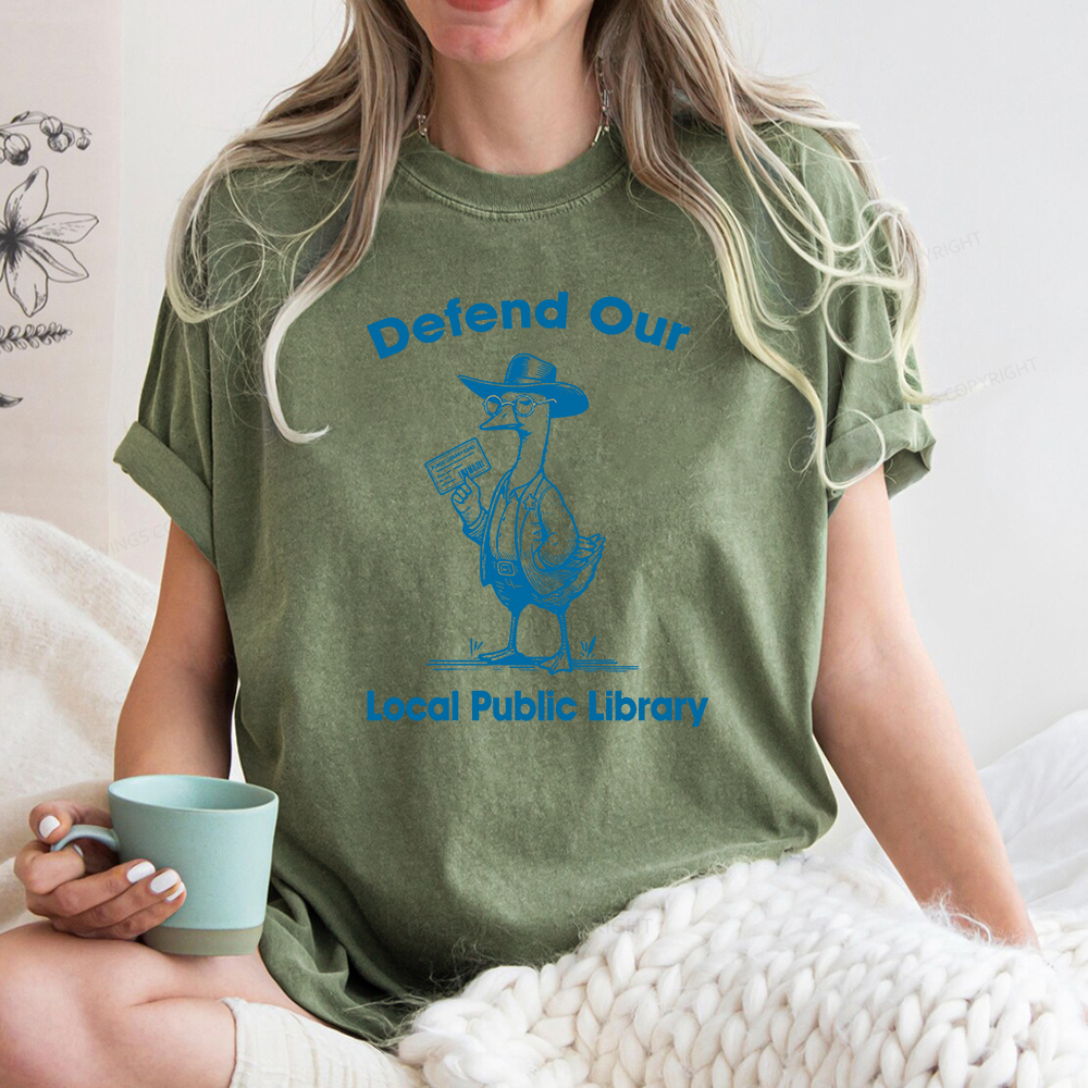 Pagewings Defend Our Public Library Unisex Washed T-shirt