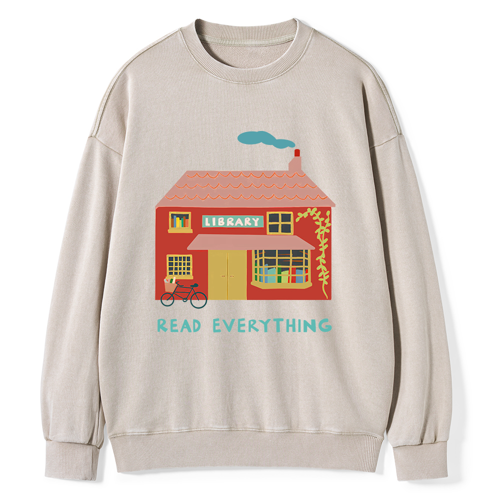 Pagewings Read Everything T-Shirt Unisex Washed Sweatshirt