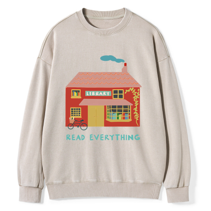 Pagewings Read Everything T-Shirt Unisex Washed Sweatshirt