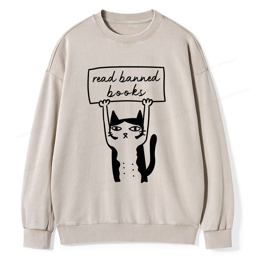 Pagewings Read Banned Books Unisex Washed Sweatshirt