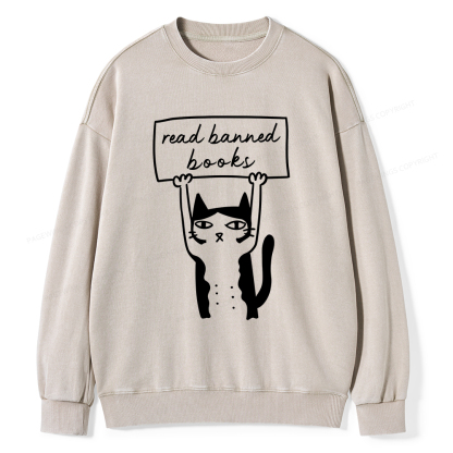 Pagewings Read Banned Books Unisex Washed Sweatshirt