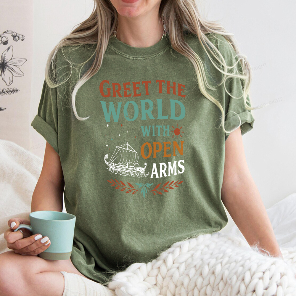 Pagewings Greet the World With Open Arms Unisex Washed T-shirt