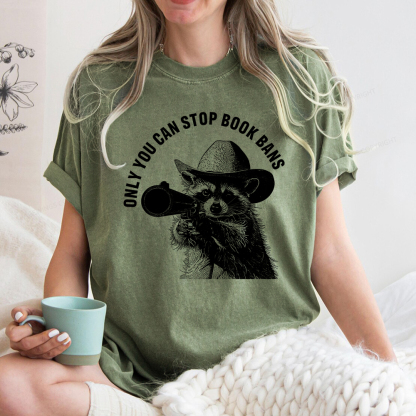 Pagewings Only You Can Stop Book Bans Unisex Washed T-shirt