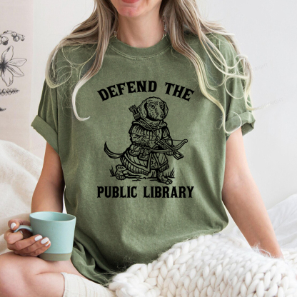Pagewings Defend The Public Library Unisex Washed T-shirt