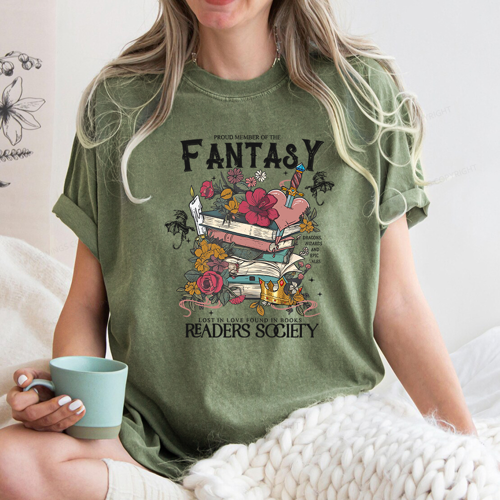 Pagewings Fantasy Readers Society Unisex Washed T-shirt