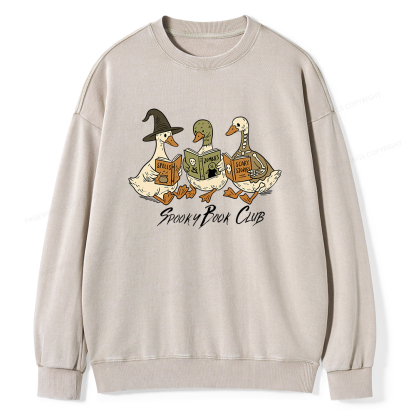 Pagewings Spooky Book Club Unisex Washed Sweatshirt
