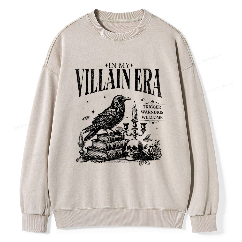 Pagewings Villain Erad Unisex Washed Sweatshirt