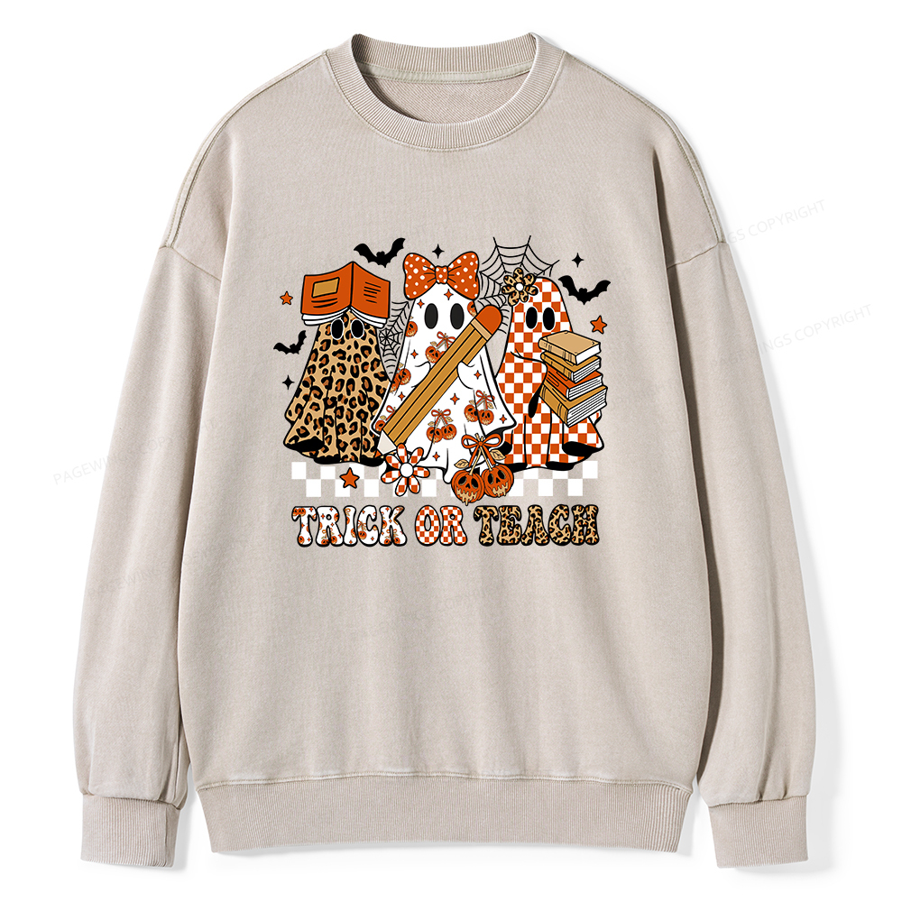 Pagewings Trick or Teach Unisex Washed Sweatshirt