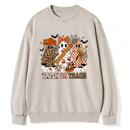Pagewings Trick or Teach Unisex Washed Sweatshirt