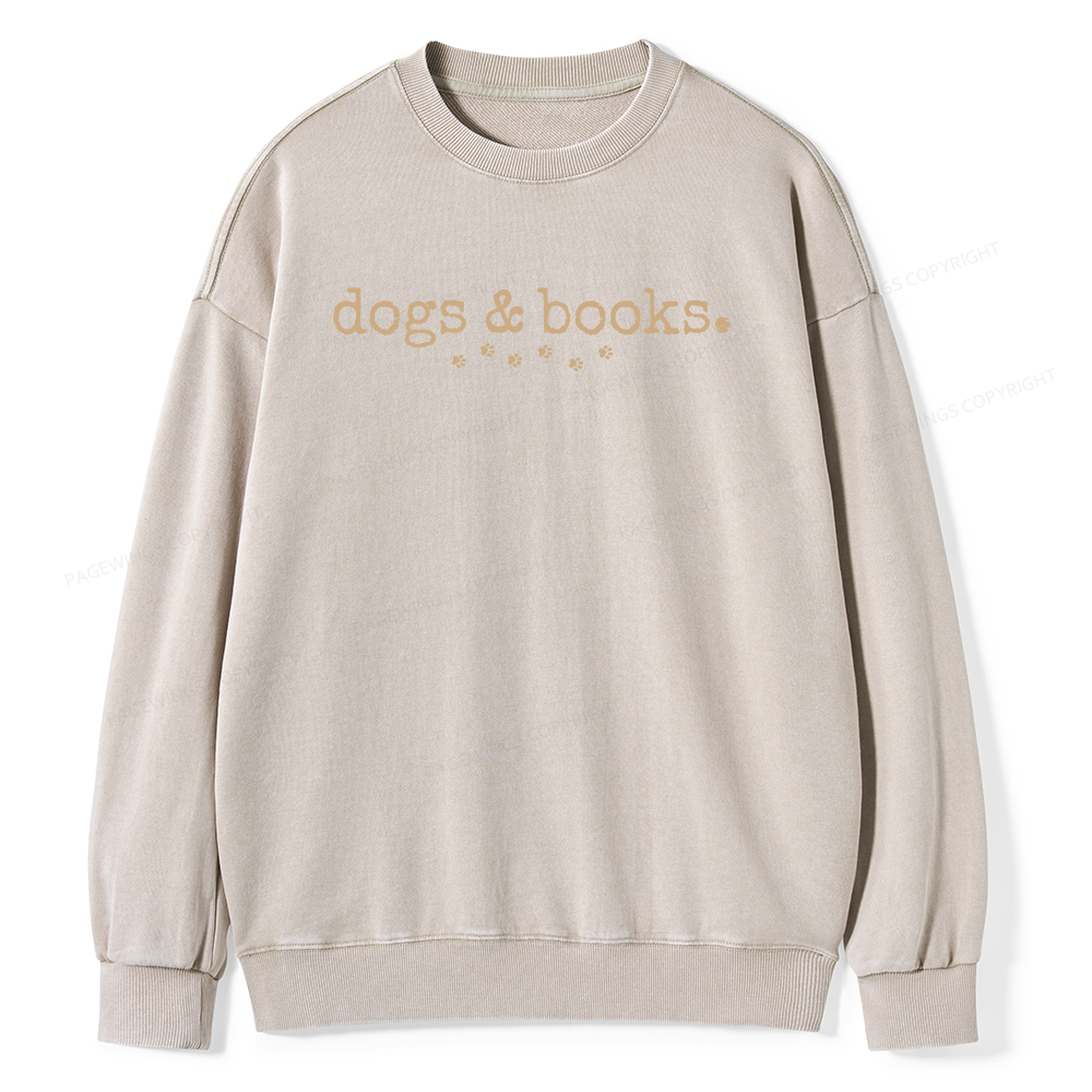 Pagewings Dogs & Books Unisex Washed Sweatshirt