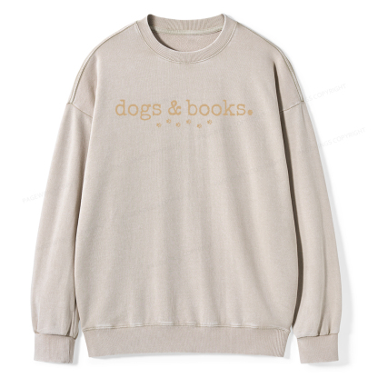 Pagewings Dogs & Books Unisex Washed Sweatshirt