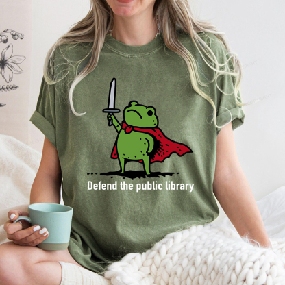 Pagewings Defend The Public Library Unisex Washed T-shirt
