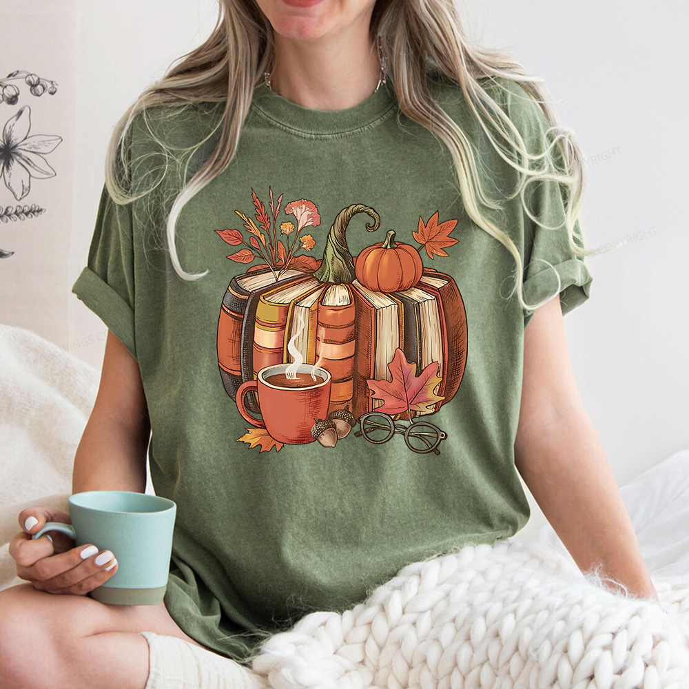 Pagewings Book Pumpkin Unisex Washed T-shirt