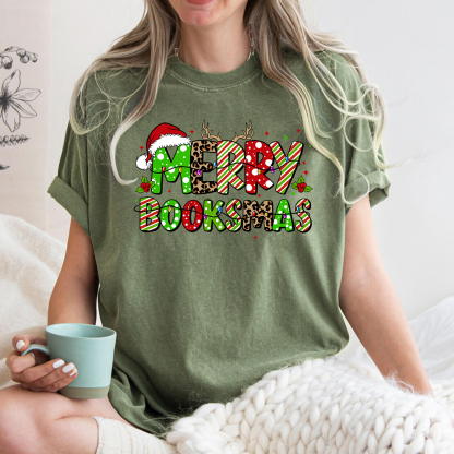 Pagewings Merry Booksmas Unisex Washed T-shirt