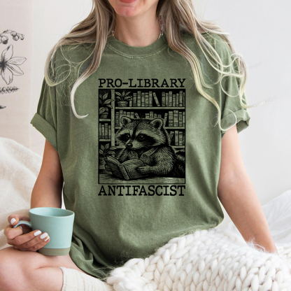 Pagewings Pro Library Antifascist Unisex Washed T-shirt