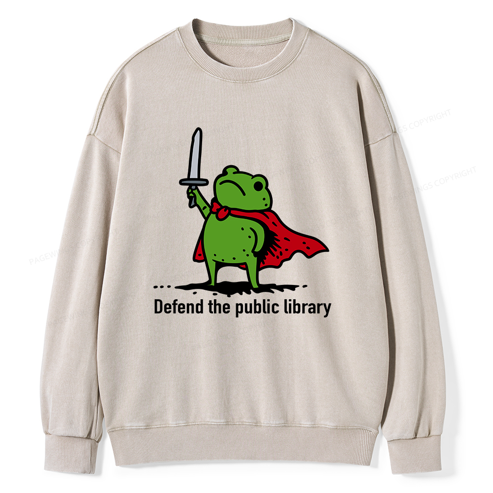 Pagewings Defend The Public Library Unisex Washed Sweatshirt