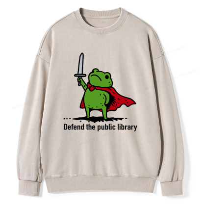 Pagewings Defend The Public Library Unisex Washed Sweatshirt