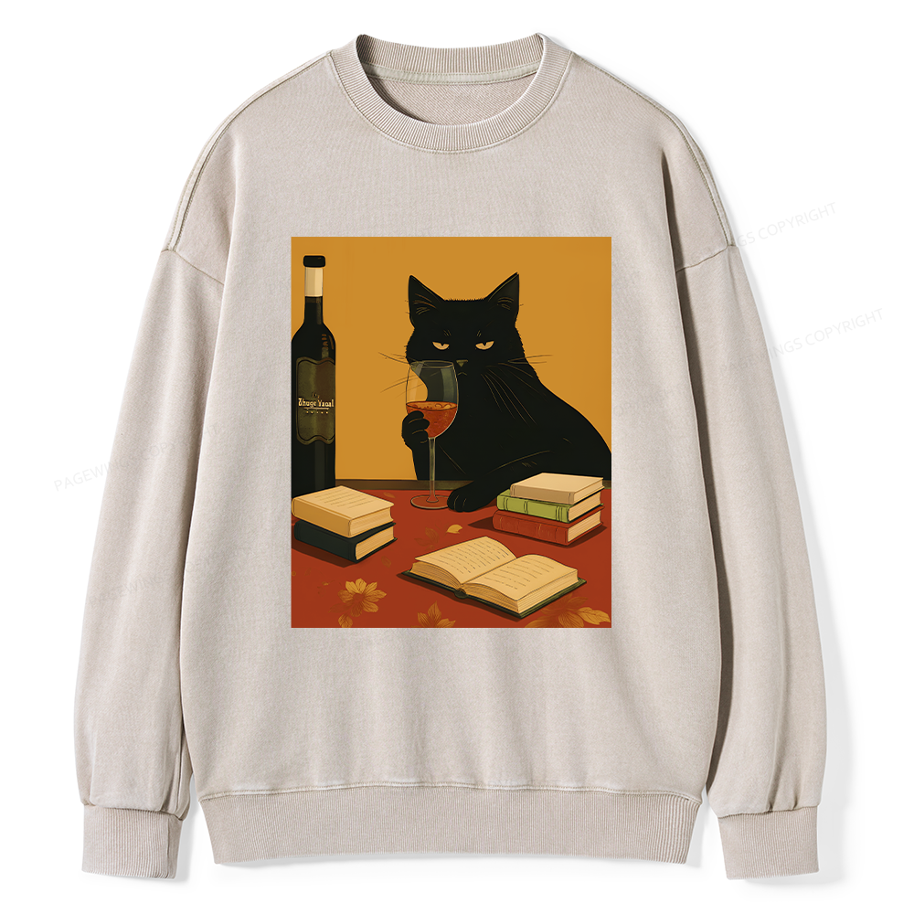 Pagewings Easily Distracted By Wine And Books Unisex Washed Sweatshirt