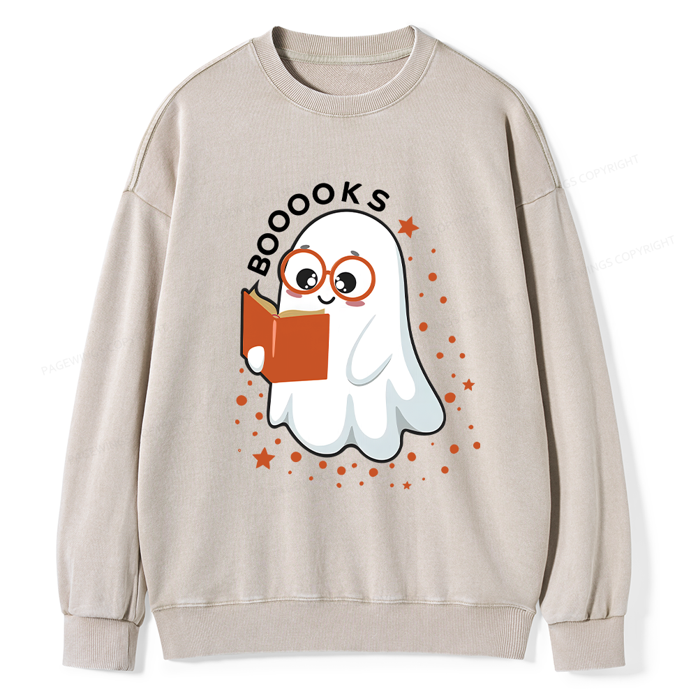 Pagewings Booooks Unisex Washed Sweatshirt