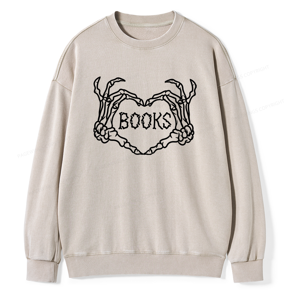 Pagewings Spooky Books Unisex Washed Sweatshirt