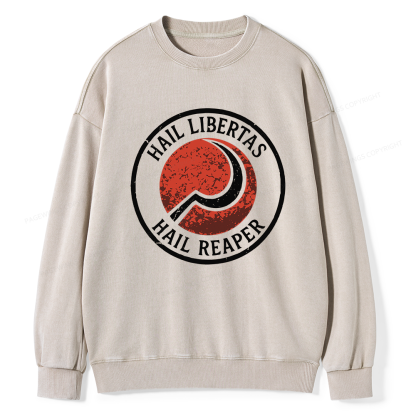 Pagewings Hail Libertas Hail Reaper Unisex Washed Sweatshirt