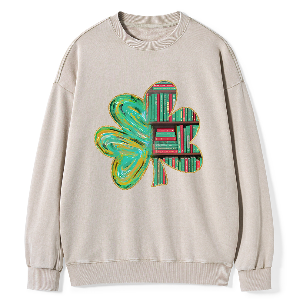 Pagewings Cloverleaf Creative Bookshelf Unisex Washed Sweatshirt
