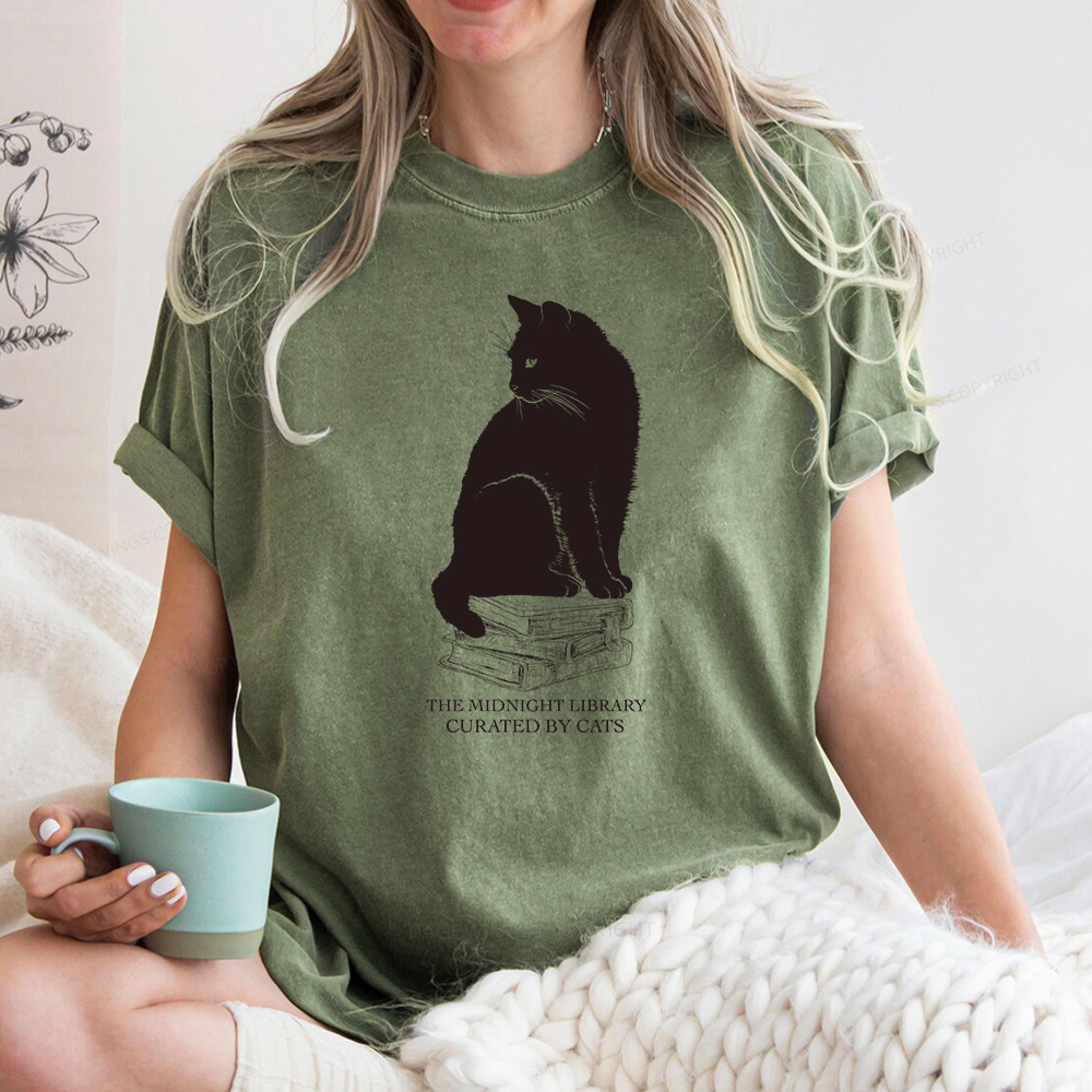 Pagewings The Midnight Library Curated By Cats Unisex Washed T-shirt