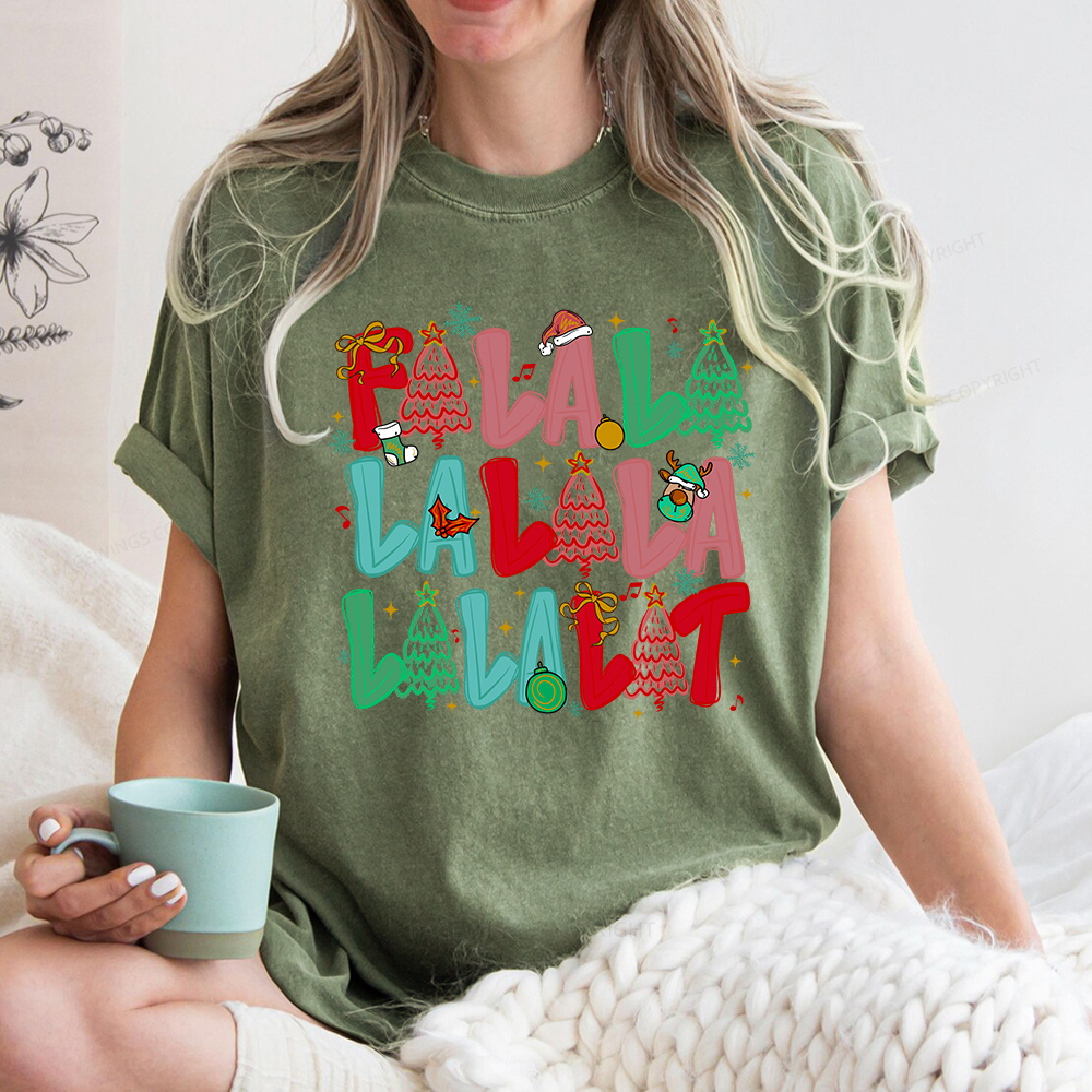 Pagewings Fa-la-la-la-la La-la-la-Lit Unisex Washed T-shirt