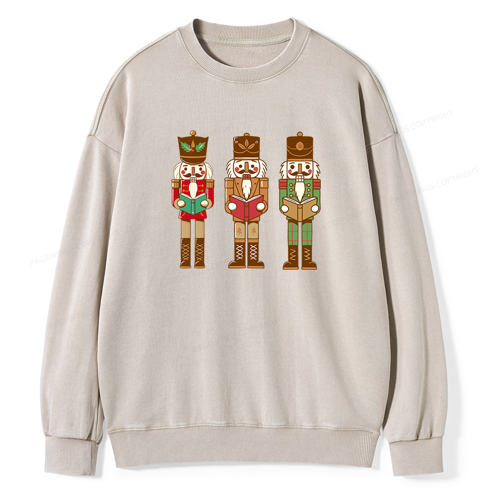 Pagewings Christmas Nutcracker Reading Books Unisex Washed Sweatshirt