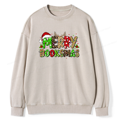 Pagewings Merry Booksmas Unisex Washed Sweatshirt