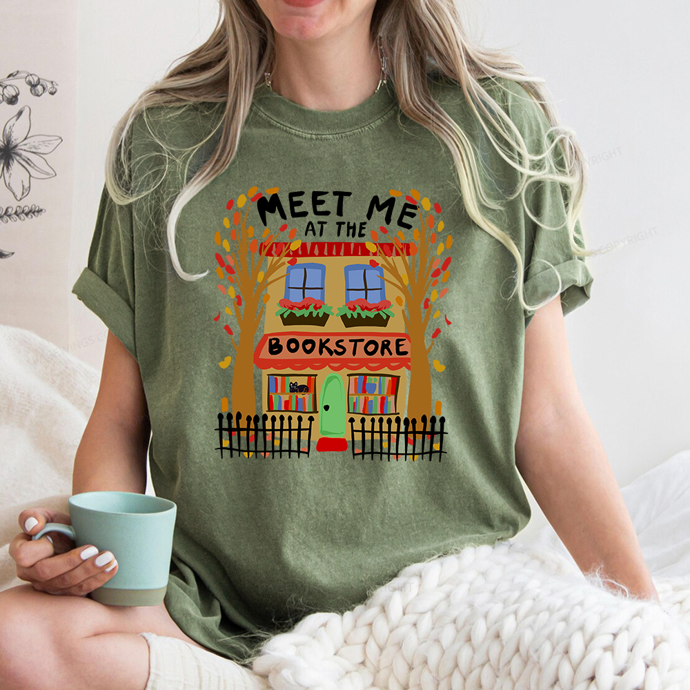 Pagewings Meet Me At The Bookstore Unisex Washed T-shirt