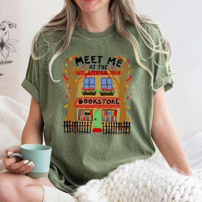 Pagewings Meet Me At The Bookstore Unisex Washed T-shirt